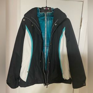 Women’s Ski Jacket. ZeroXposure. Black/white/teal.